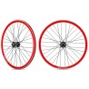 Roue arriere fixie jante rouge moyeu noir