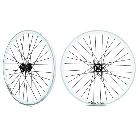 Roue arriere fixie jante blanche moyeu noir