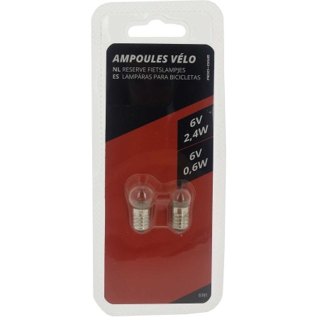 AMPOULES VÉLO AVANT 6V 2.4W  ARRIÈRE 6V 0.6W